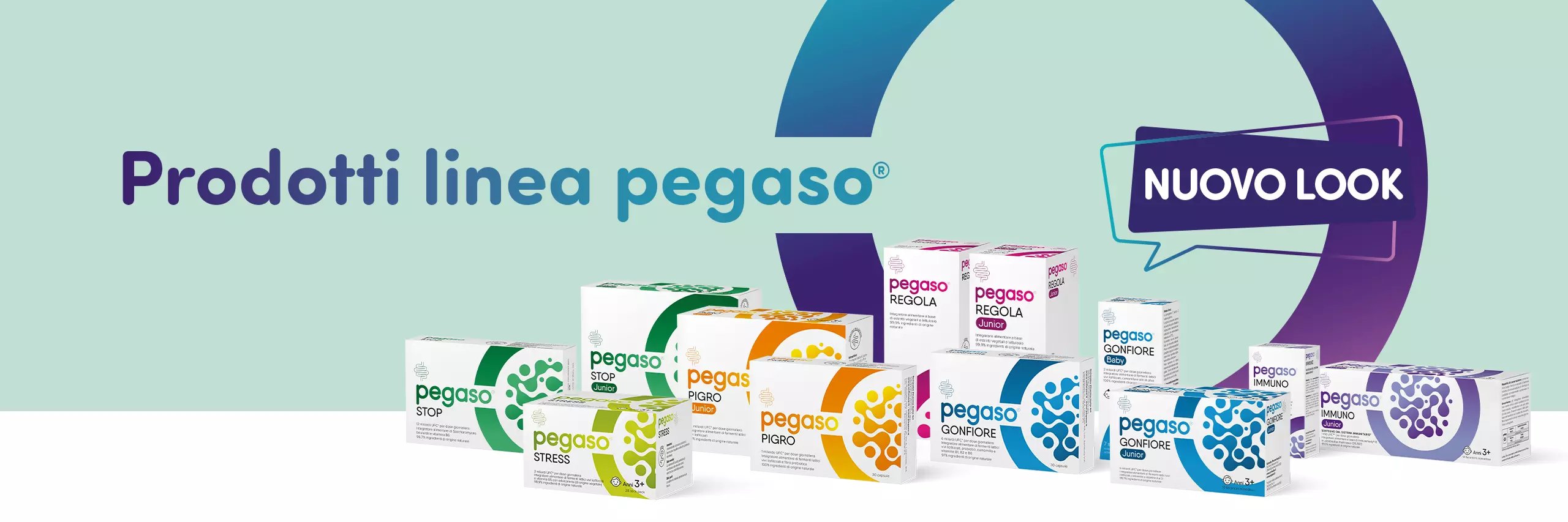 Immagine con prodotti linea pegaso completa con nuovi pack